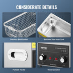VEVOR 3L Sonic Cleaner with Heater Timer & Basket, Professional Digital Sonic Cavitation Machine, 120W Cleaning Machine for Watch Instruments, Glasses, Coin, Metal Parts, Tool