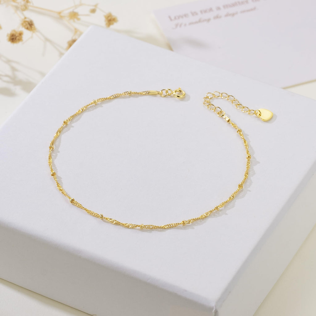 Yzytdgzy 14K Gold Anklets for Women Beaded Ankle Bracelets for Women