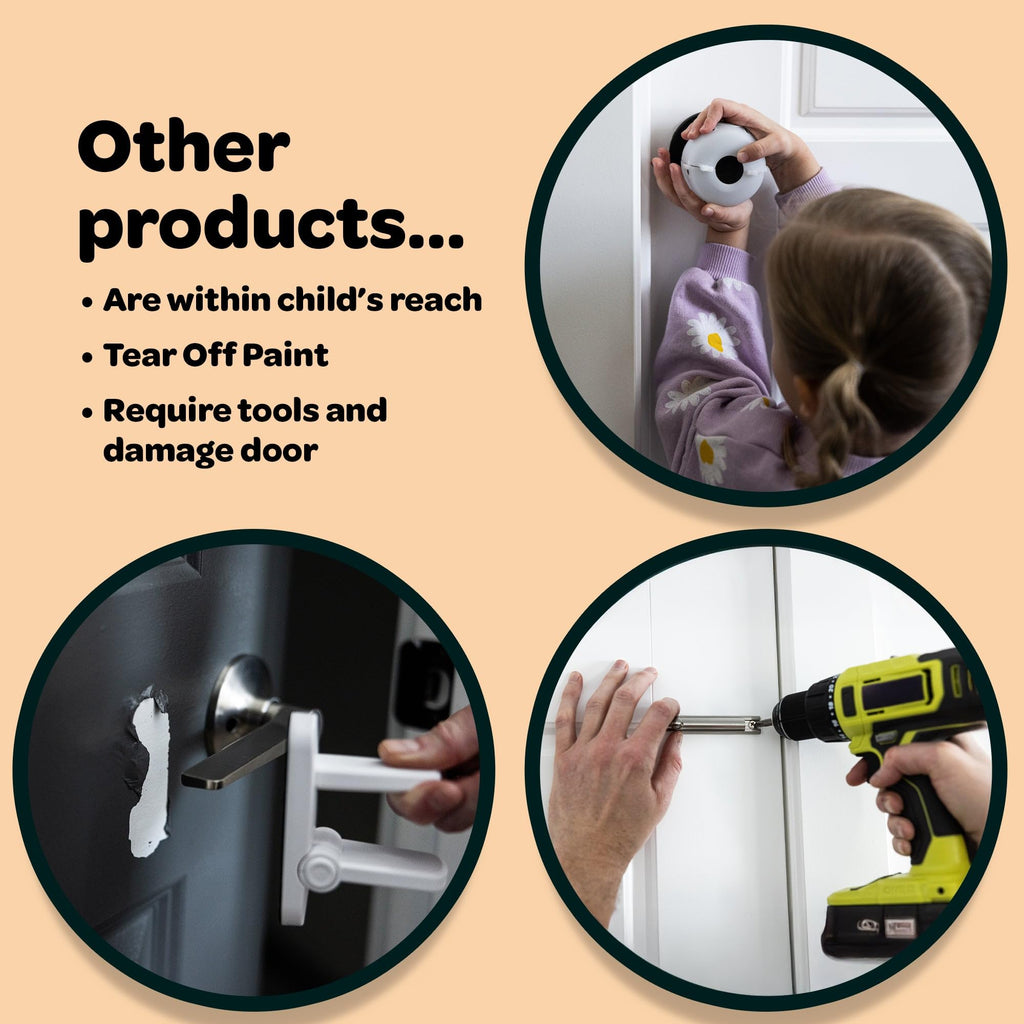Huglock - The Snap-On Door Lock Kids Can't Reach or Defeat - No Tools or Adhesives Required - Works With Door Knob, Lever or Handle - Childproof Safety Locks are Toddler, Baby and Child Proof (2 pack)