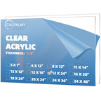 CALPALMY 12 x 24” Clear Acrylic Sheet Plexiglass – 1/8” Thick; Use for Craft Projects, Signs, Display Cases, Sneeze Guard and More; Cut with Cricut, Engraver, Saw or Hand Tools – No Knives