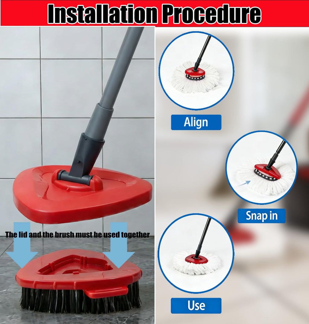 6Pcs Spin Mop Replacement Heads,Mop Replace Head Compatible with Ocedar Easywring 1-Tank System,Machine Washable & Easy to Replace.Including 4 Spin mop Replacement Heads,1 Brush Head and 1 Base