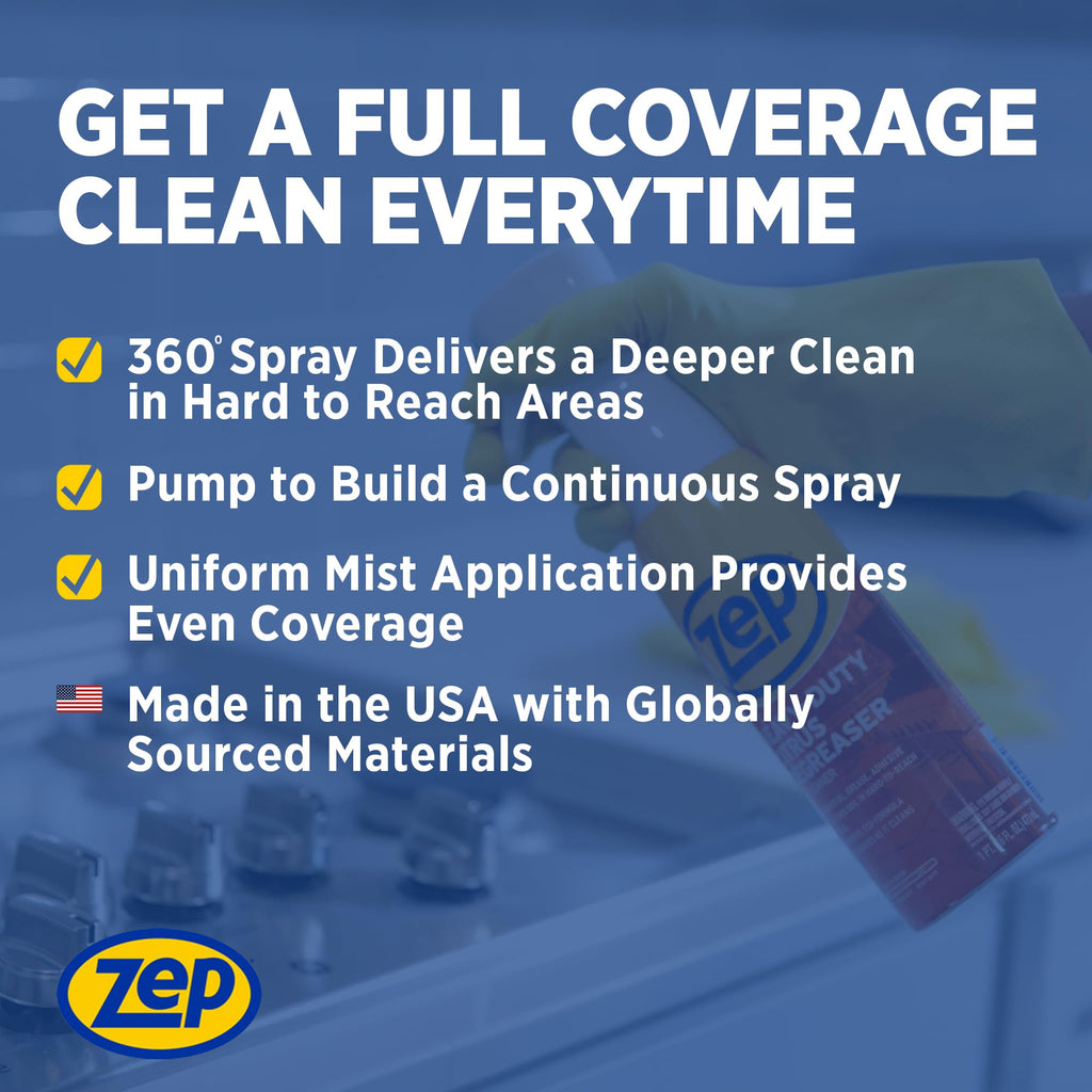 Zep Heavy Duty Citrus Degreaser and Cleaner Mist -16 fl oz ZUCIT20 - Removes Oil, Grease, Adhesive & Kitchen Soil, In Hard-To-Reach Areas