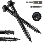 #14 x 3 Wood Structural Screws 300 Pack Hex Head Lag Screws, Rust Resistant Timber Screws for Timber/Log/Landscaping Wood (Black)