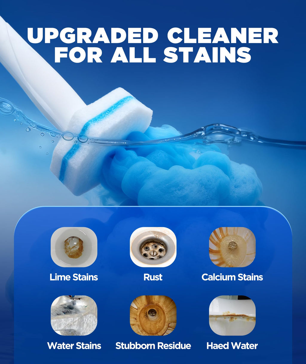 62 Count Toilet Wand Refills For Clorox Wand, 3-Layer Brush Heads with Upgraded Toilet Bowl Cleaners For 99.9% Stains Removal