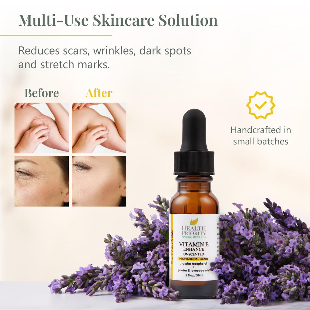 100% Natural & Organic Vitamin E Oil For Your Face & Skin, Unscented - 15,000/30,000 IU - Reduces Wrinkles & Lightens Dark Spots Which Leaves Your Skin More Youthful. Not-Too-Thick Oil, Infused With Jojoba & Avocado Oil, Makes Your Skin Soft & NON Sticky.