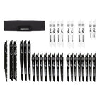 Amazon Basics Chromium Vanadium Steel Reciprocating Saw Blade Set with Organizer Pouch, Compatible For Plastic, 32-Pieces, Black & White