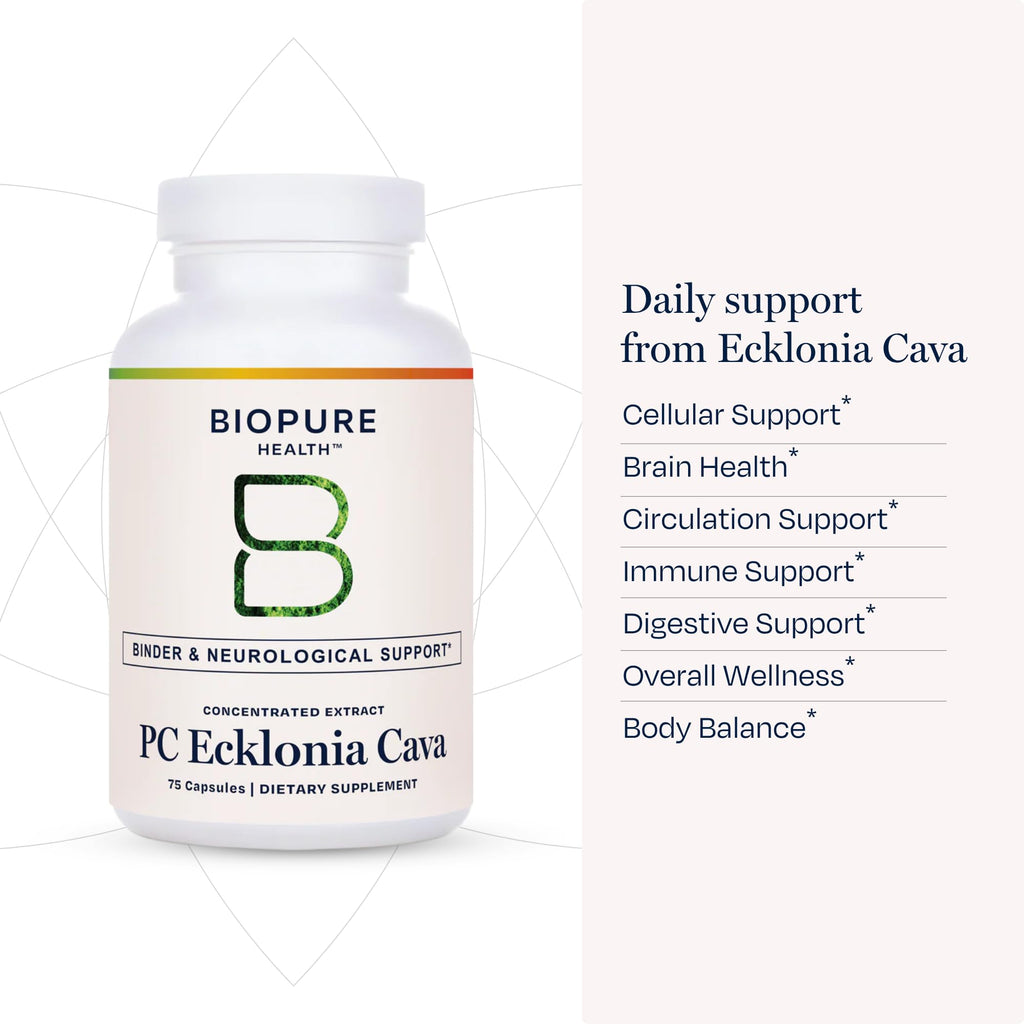 BioPure PC Ecklonia Cava Capsules – Marine Polyphenol Complex from Brown Seaweed, Rich in Phlorotannins, Trace Minerals & Nutrients for Cellular Health, Circulation & Immune Support – 75 Capsules