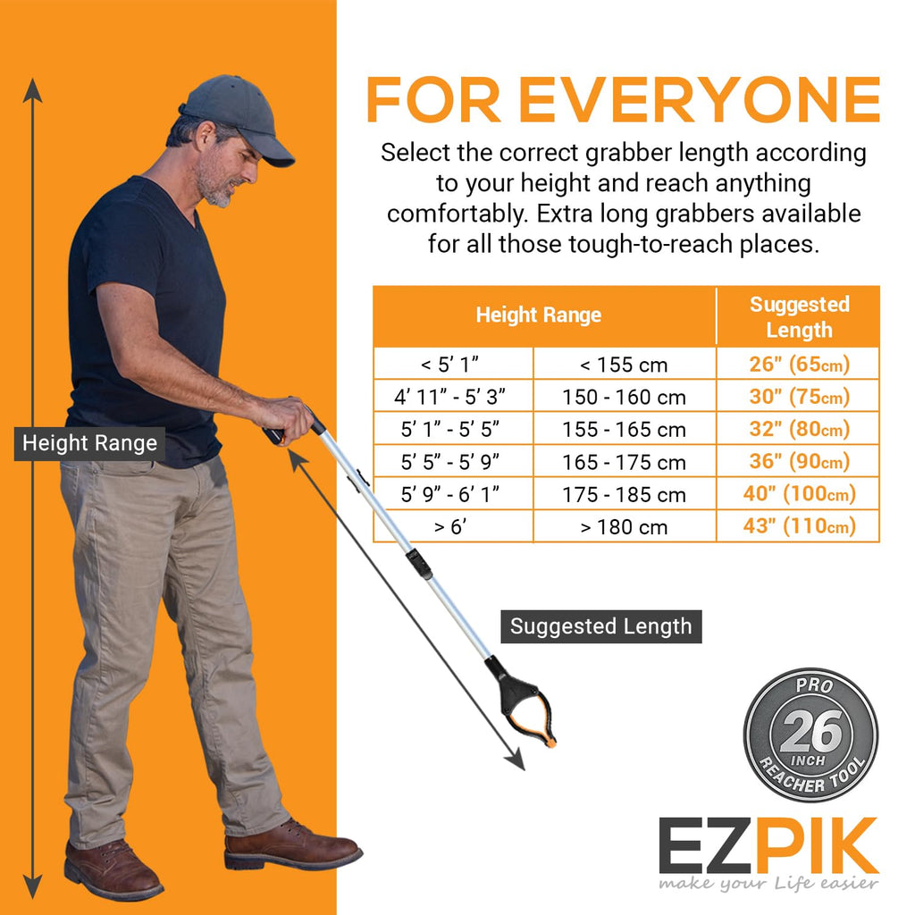 EZPIK Pro 26" Foldable Grabber Reacher Tool for Seniors - Grabbers for Elderly Reaching Tool Heavy Duty Pickup Trash Picker Upper Equipment - Claw Grabber Stick for Reaching Aids, Weed Gripper