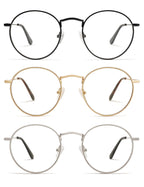 AMOMOMA 3-Pack Retro Round Reading Glasses for Men Women Trendy Blue Light Blocking Computer Readers Metal Frame AM6101 Mix (+1.50 Magnification Strength)