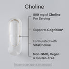 Sports Research® Extra Strength Choline 800 mg - Essential Nutrient Featuring VitaCholine® for Focus Support - Vegan Certified · Non-GMO · Gluten Free - 60 Liquid Capsules