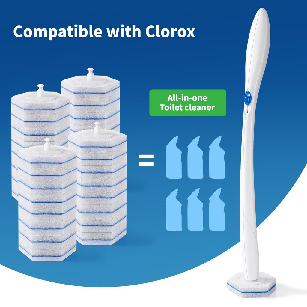 Compatible with Clorox Toilet Wand – Disposable Toilet Brush Head Refills (60 Count), Wand Not Included