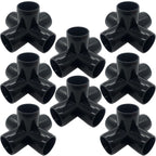 ANPTGHT 3/4“ Tee PVC Fitting 5 Way Elbow Connector, Furniture Grade 90 Degree Elbow Side Outlet, PVC Corner Fittings for Building Furniture Greenhouse Shed Tent Connection (Black-Pack of 8)