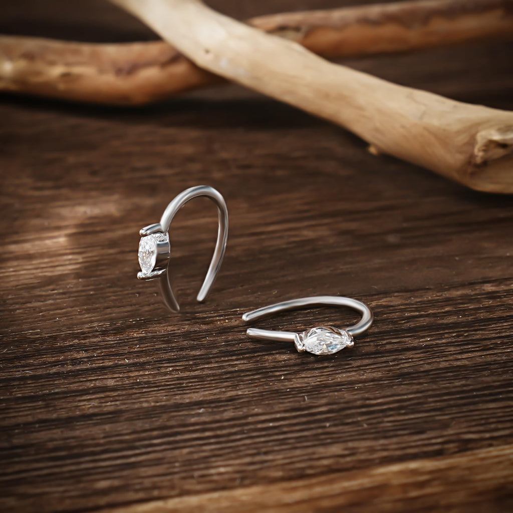 CHIC & ARTSY Hoop Earrings 925 Sterling Silver CZ Open Hoop Earrings Hypoallergenic Lightweight Drop Dangle Threader Hoops for Women