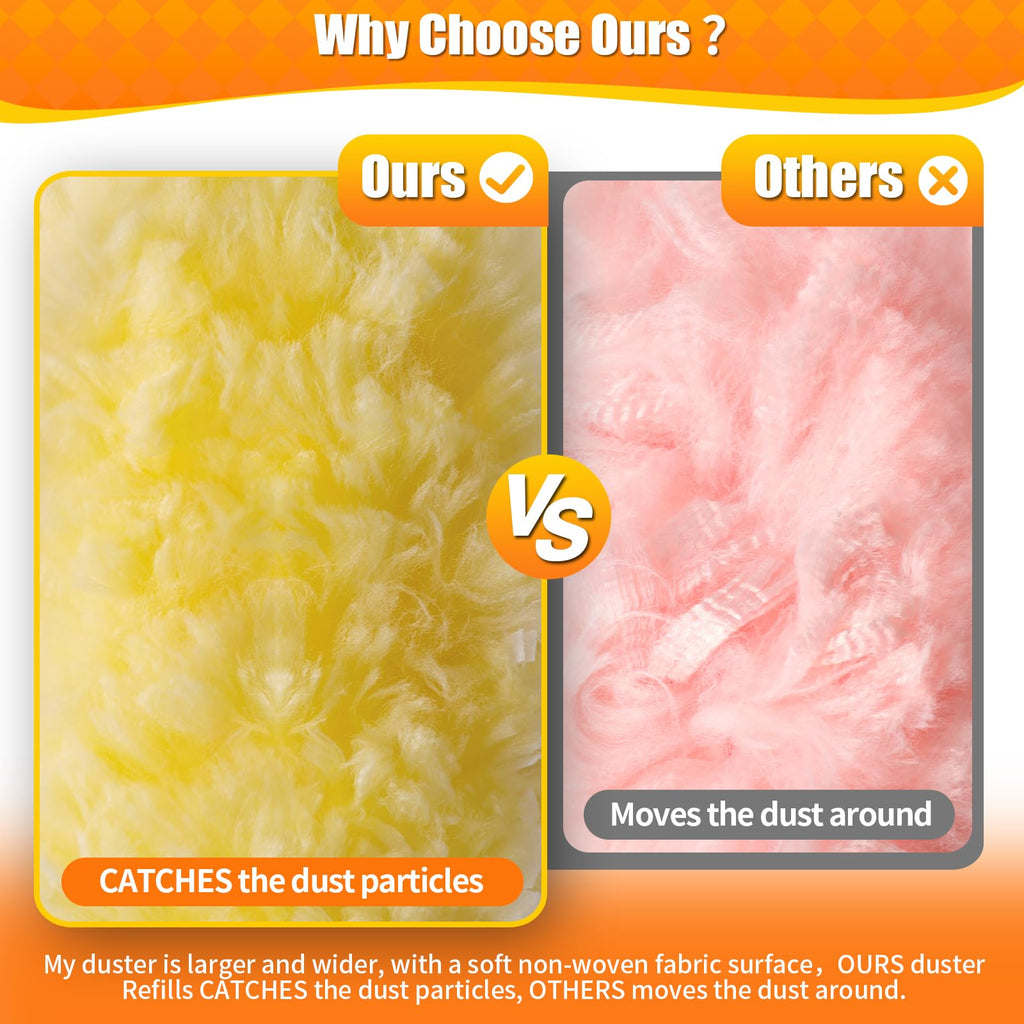 Swilsweep 30 Count 360° Heavy Duty Duster Refills, Compatible with Swiffer Duster, Includes 1 Short Handle & 1 3 ft Extendable Handle, 4X Microfiber Cleaning Dusters, Disposable Unscented
