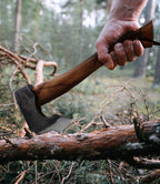 WICING 13.5 Inch Hatchet, Camping Axes and Hatchets 1065 Carbon Steel and Beech Handle, with Leather Sheath