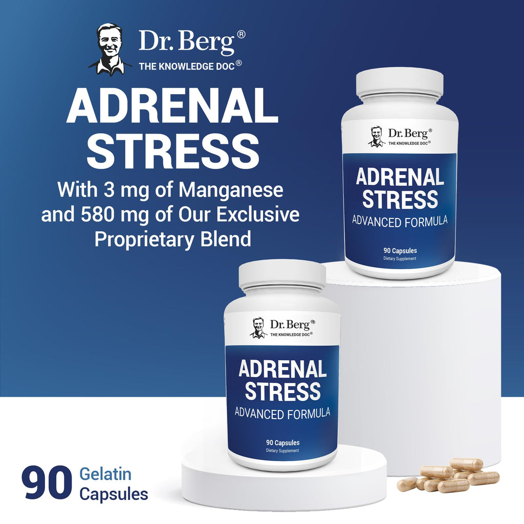 Dr. Berg’s Adrenal Stress Advanced Formula - Adrenal Support Supplements for Stress, Mood and Energy Support - Adrenal Supplements - Cortisol Manager with Ashwagandha - 90 Capsules