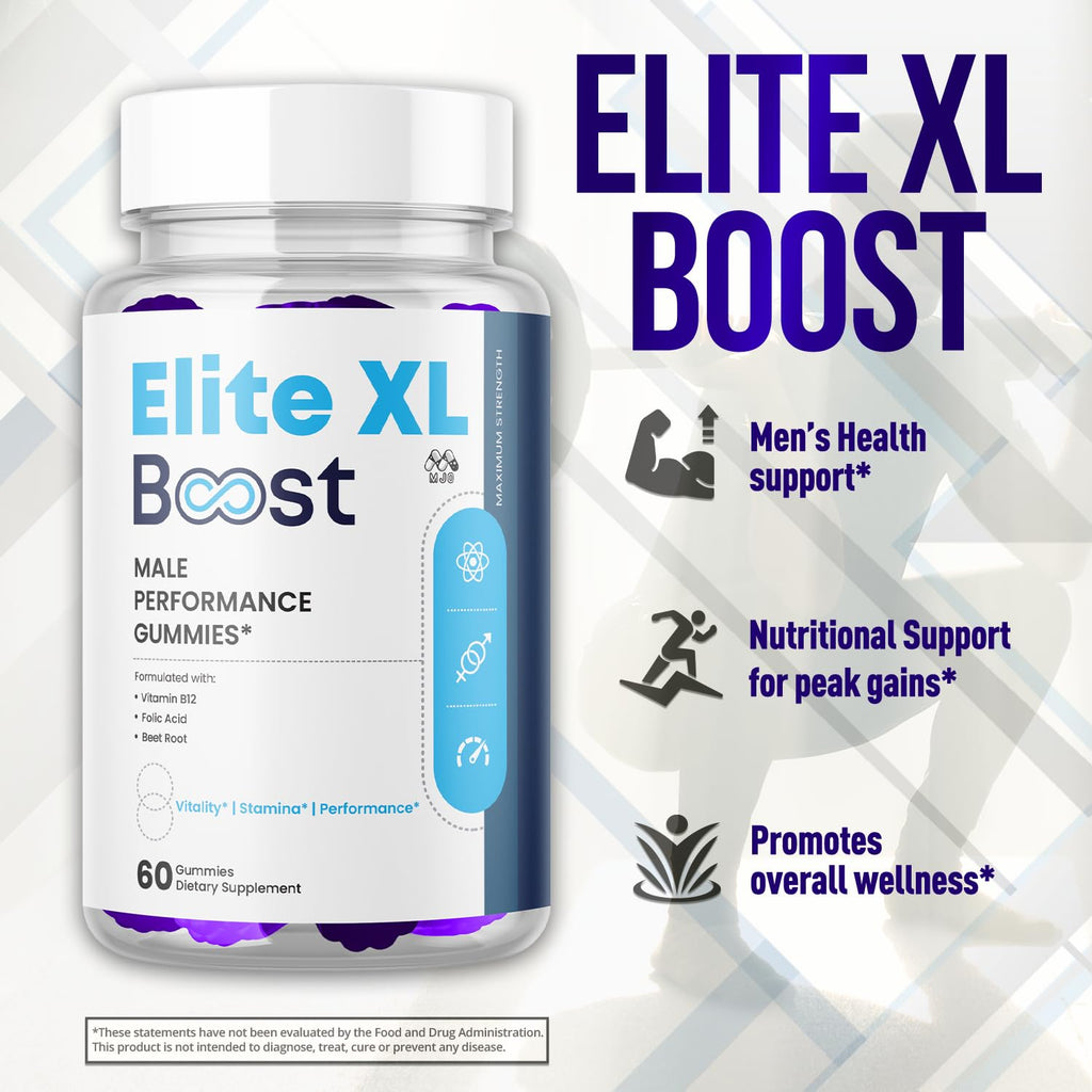 Elite XL Boost Gummies for Men, EliteXL Boost Male Performance Gummys with Natural Ingredients, Advanced Elite XLBoost Men's Performance Support Formula Chewable Multivitamin Supplement (60 Gummies)