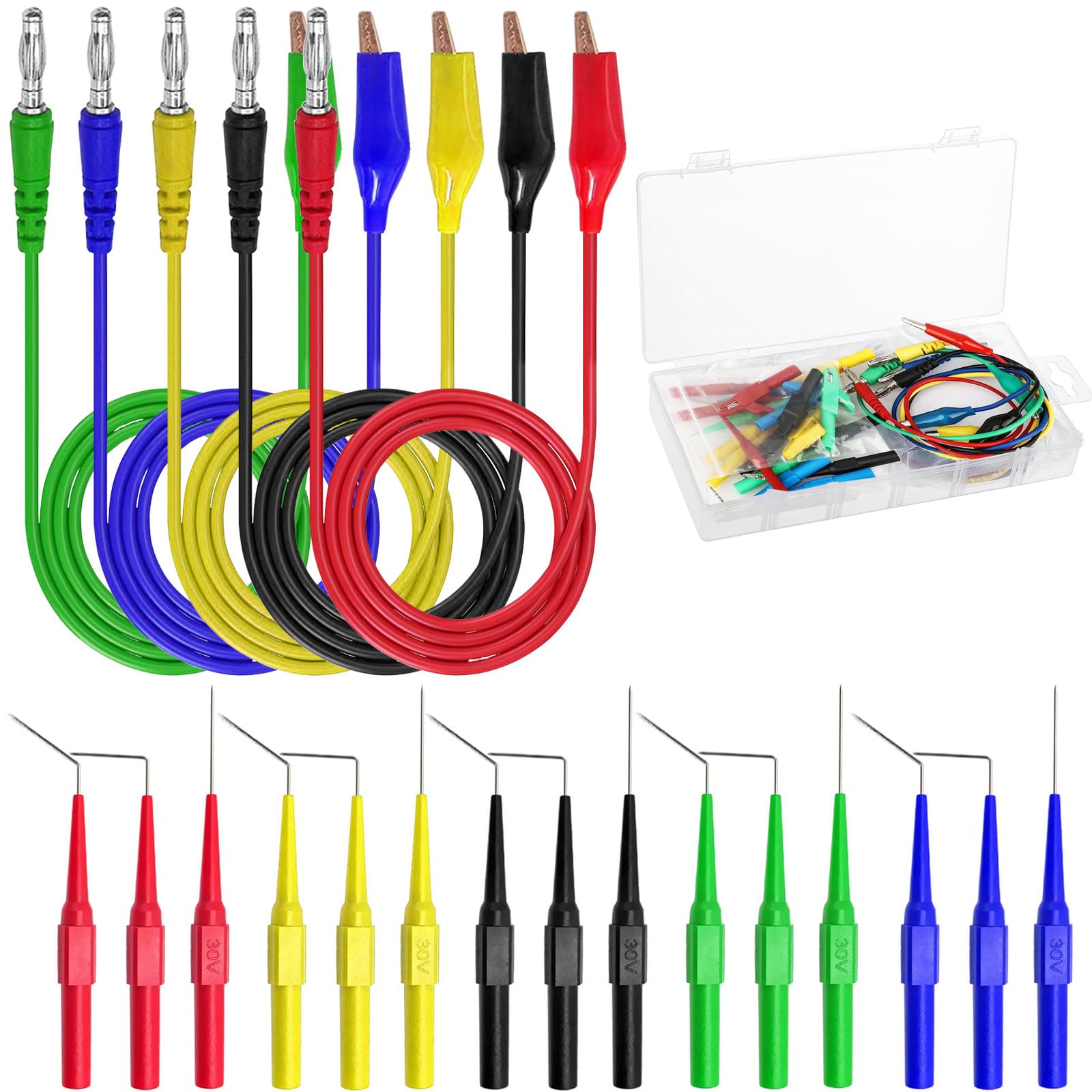 Linkhood 21PCS Back Probe Kit, Banana Plug to Copper Alligator Clip Automotive Test Leads Set, Insulation Wire Piercing Probes, Test Wires for Car Repairing Diagnostic Circuit Testing (20)