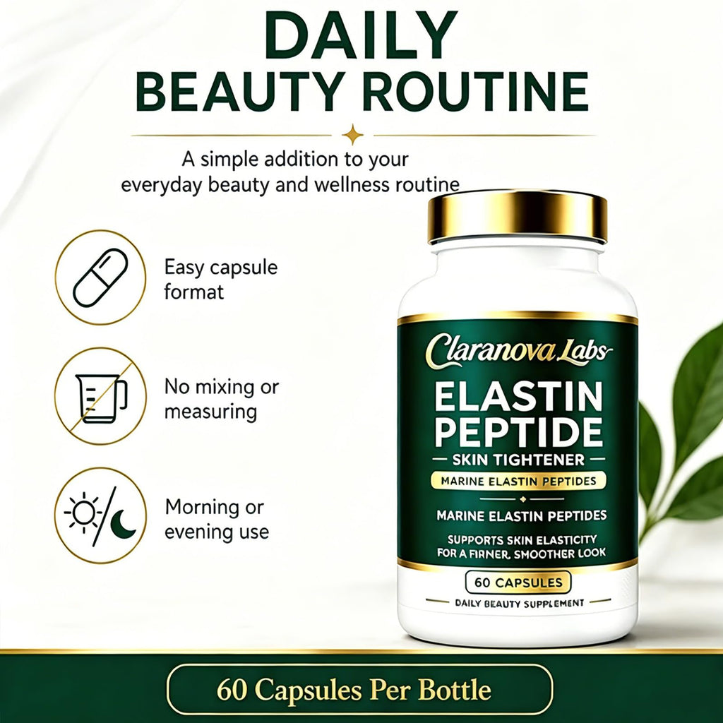Xjrwac Claranova Elastin Peptides, Marine Elastin Peptide Skin Tightening Formula, 60 Capsules (3Pack)