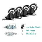 HOLKIE 2 Inch Swivel Caster Wheels - Heavy Duty 600 Lbs Capacity (Pack of 4) - Silent Polyurethane Casters No Brake - Non-Marking Rubber Replacement Wheels for Furniture, Cart, Workbench & Dolly