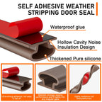 Brown Rubber Weather Stripping Door Seal Strip, D Shape Door Weather Seal Strip, Self-Adhesive Soundproofing Frame Insulation Tape for Doors Frame/Window Seal,Blocks Cold Drafts Noise