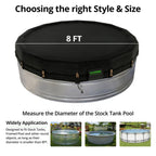 QH.HOME 550D 8Ft Round Stock Tank Pool Cover [Upgraded Tear Resistant & Threefold Windproor] wth Pre-Installed Patented Winch, Solar Cover for Above Ground Pool-Snug Fit & Waterproof Protection