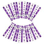 WANDIC Purple Ribbon Bracelets for Domestic Violence, Alzheimer Awareness, Breast Cancer Awareness, 30 PCS 5 Styles, Green Ribbon for Breast Cancer Awareness, 6.89 * 0.59in, Polyester, no Gemstone