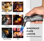 VEXO-Mini4 Torch Lighter Quad 4 Jet Flame Windproof Butane Refill Portable Lighter for Grill BBQ Candle Camping, Gift Idea (Butane NOT Included) (Black)