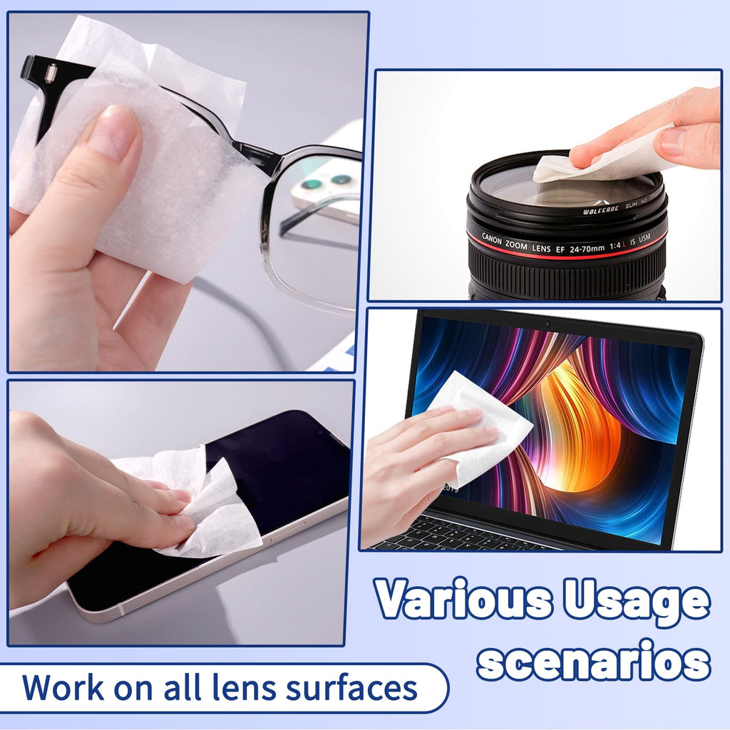Lens Wipes for Eyeglasses, Eyeglass Lens Cleaning Wipes Pre-moistened Individually Wrapped Sracth-Free Streak-Free Eye Glasses Cleaner Wipes for Sunglass, Camera Lens, Goggles（500count)