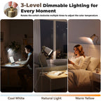 Desk lamp Eye-Caring Table Lamps, 360°Rotation Gooseneck Clip on Lamp Reading Light, Portable Reading Book Light, Clamp Light, Study Desk Lamps for Bedroom and Office Home Lighting (Black and White)