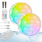 YiaMia Rechargeable Pool Lights with Remote, 2 Pack IP68 Waterproof Submersible LED Lights for Above Ground & Inground Pools, Bath, Shower, Party Decoration, Spas, Aquariums