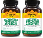 Country Life Target-Mins Magnesium Potassium Aspartate, 600mg/198mg, 90 Tablets, Certified Gluten Free, Certified Vegan (Pack of 2)