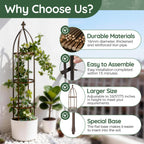 6.3FT, 100% Metal Thickened Garden Obelisk Trellis for Climbing Plants