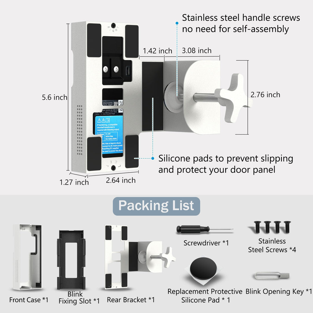 Homalor Anti Theft Ring Doorbell Mount: White Ring Doorbell Door Mount Blink Camera Holder - Metal, No Drill Required
