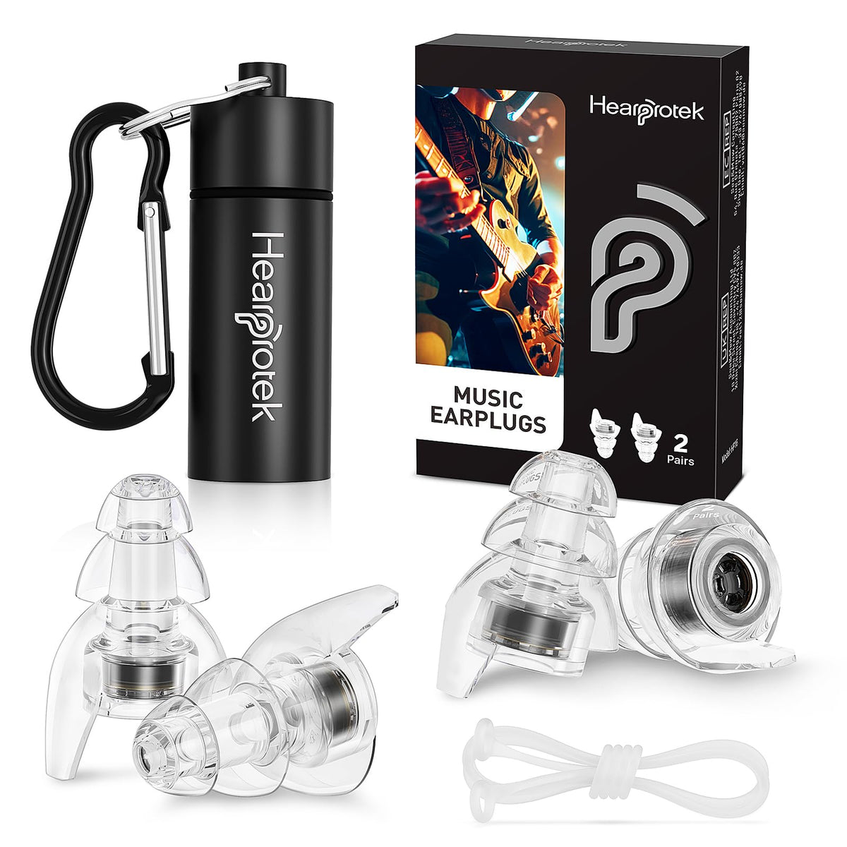 Hearprotek Concert Ear Plugs, 2Pairs Reusable high Fidelity Musician Ear Plugs for Concerts Loud Music-Noise Reduction Ear Protection earplugs for Rave,Festival,Music,Tinnitus Relief