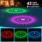 2026 Upgrade Solar Pool Chlorine Floater 3 Inch Tablets(1 Pack), 1800mAh Floating Pool Lights with Remote, 42 Lighting, Timer Function, IP68 Waterproof for Inground/Above Ground Pool, Pool Party, SPA