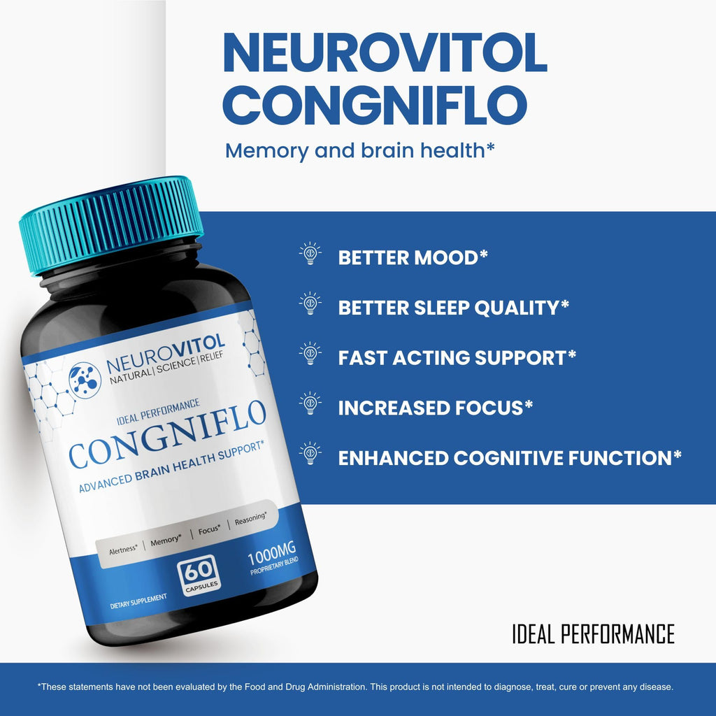 NeuroVitol Cogniflo Capsules, Official NeuroVitolCogniflo Supplement for Brain Health & Memory Support - Maximum Strength, Advanced Formula Nootropic Pills, NeuroVitol Cogniflo Reviews (5 Pack)