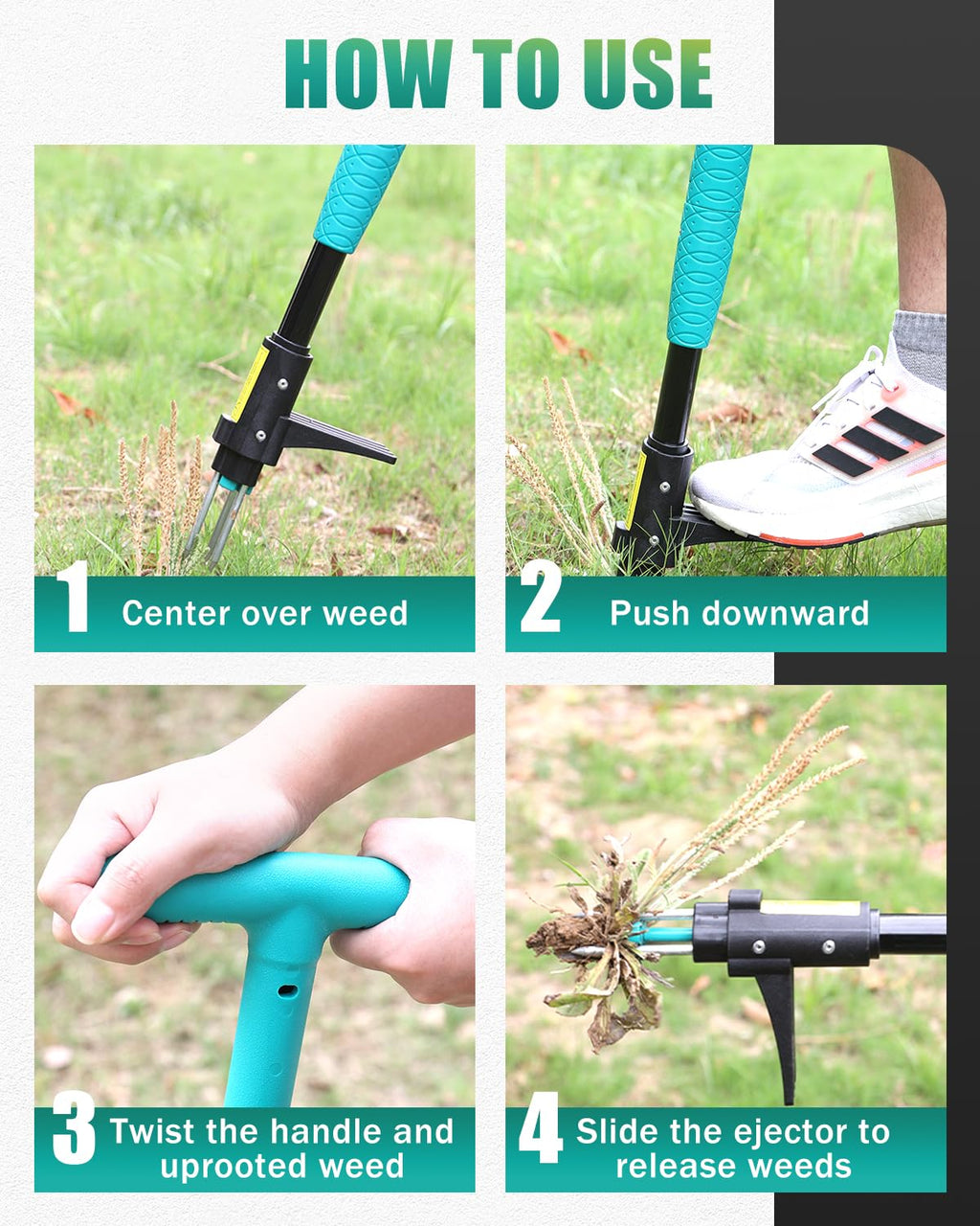 Breeze Touch 39" Weed Pulling Tool, 3-Claw Detachable Weed Puller Tool with Long Handle, Heavy Duty Stand Up Weeder Weeding Tool for Lawn, Yard, Garden, Crabgrass, Dandelion Picker, Weed Remover