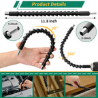 GRENPRO 19 Pcs Flexible Drill Bit Extension Kit, Includes 2 Pcs 105° Right Angle Drill Attachment, 3 Pcs Rotatable Socket Adapter, 10+2 Pcs Screwdriver Bits & Bendable Extension for Tight Spaces