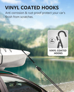 Kayak Straps Tie Downs 4 Pack, Roof Rack Straps Adjustable Ratchet Tie Down Straps with Lock S Hooks, 1/4 Inch 12 Feet Ratchet Straps Heavy Duty for Small Cargo, Kayak, Packing, Camping Gear