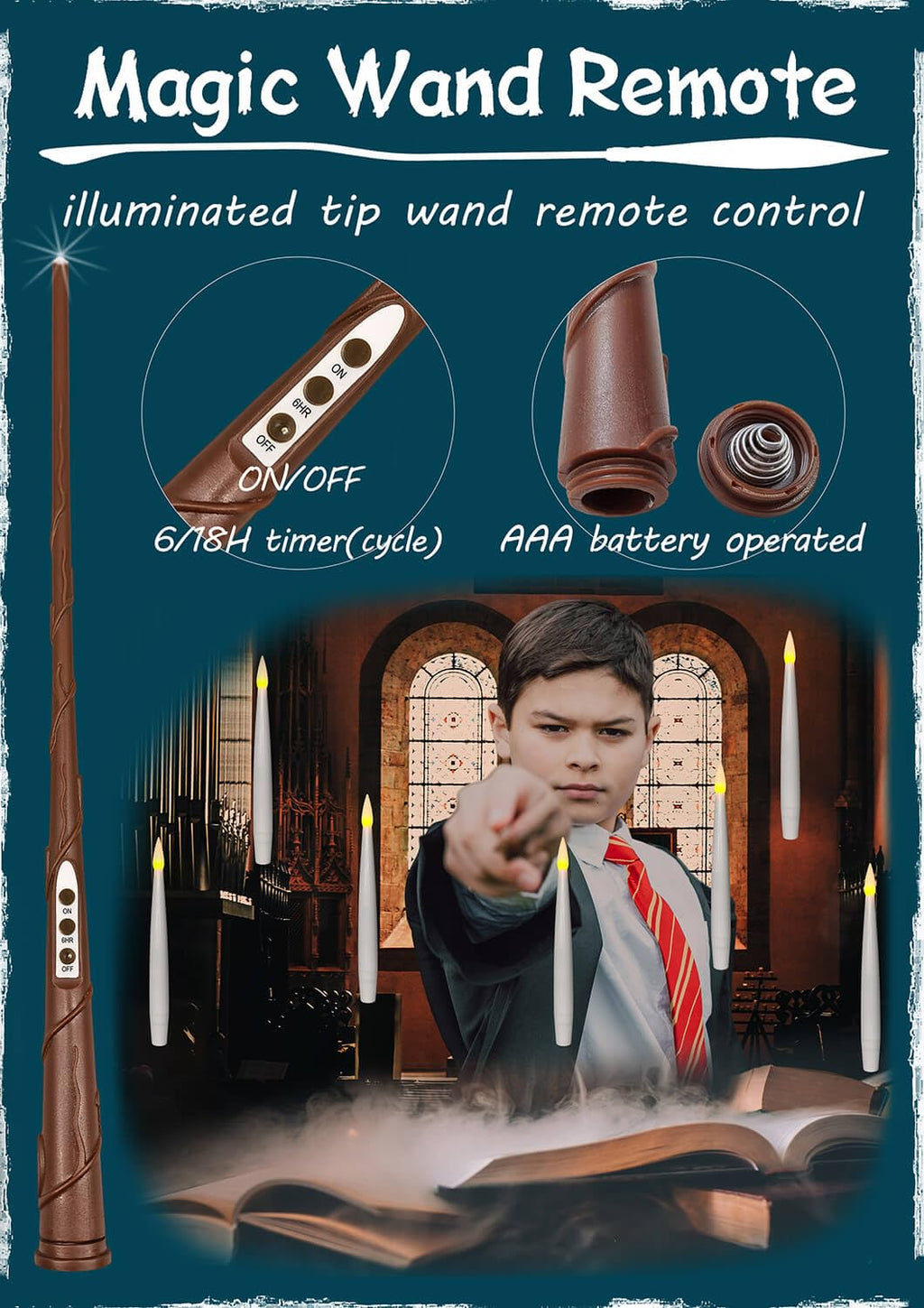 Leejec 20Pcs Floating Candle with Wand Remote, 6/18H Timer, Halloween Decor