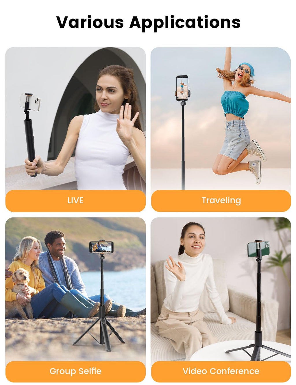ANXRE 71" Phone Tripod with 1/4" Camera Mount, NT79 Extendable Selfie Stick