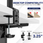 VIVO Dual Monitor Desk Mount, Holds 2 Computer Screens up to 30 inches and 22lbs Each, Heavy Duty Fully Adjustable Steel Stand with C-Clamp and Grommet, Black, STAND-V002