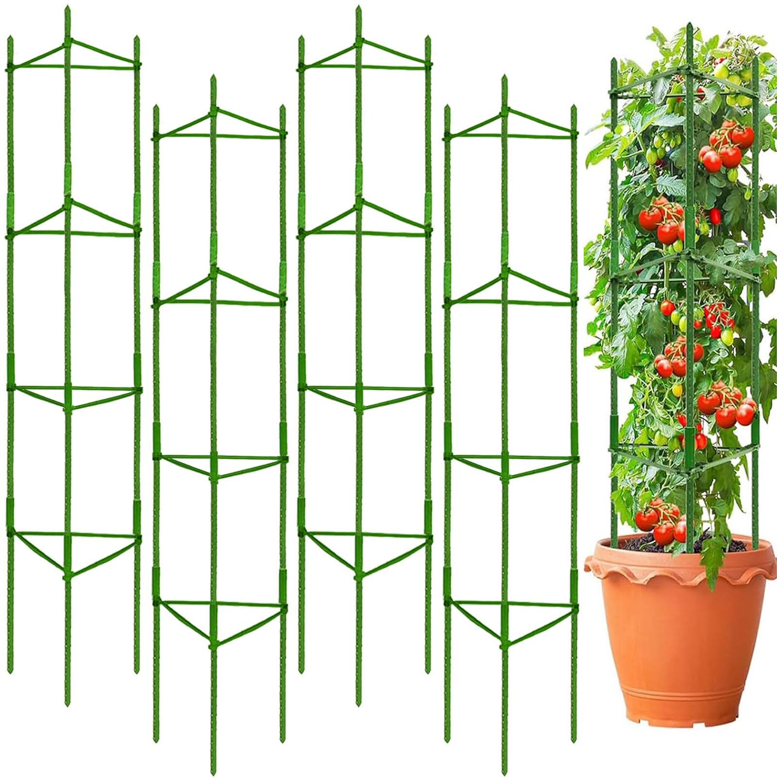 Yongblus 63Inch Tomato Cage for Garden, 4Pack Plant Support Garden Stakes