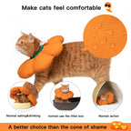 Cat Cone Collar,Cute Waterproof Recovery Collar,Anti-Bite Lick Wound Healing Safety Elizabethan e Collar for Cats,Orange Pumpkin Cat Halloween Costume