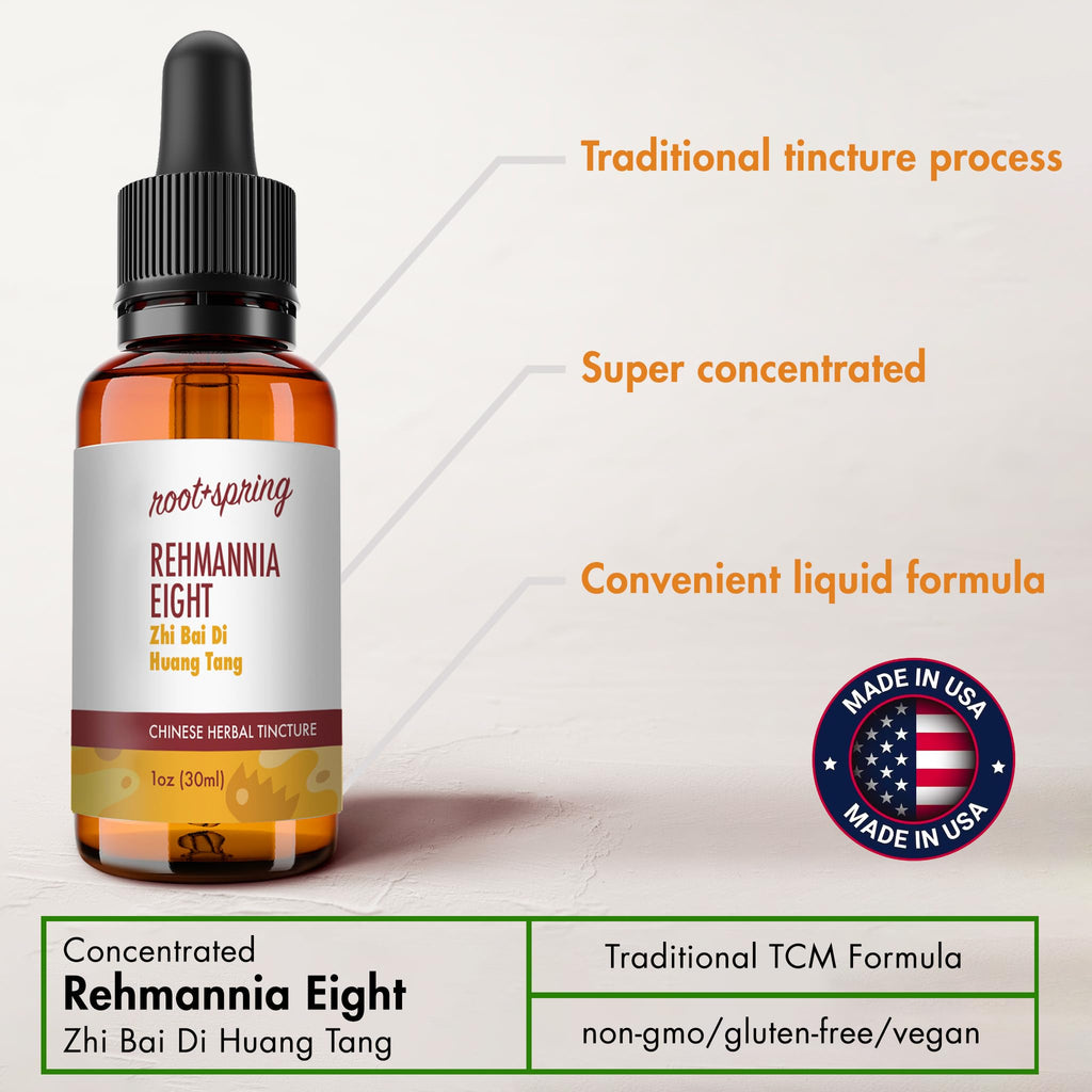 root + spring Rehmannia Eight - Zhi Bai Di Huang Tang - Herbal Tincture (Liquid Extract) - Zhi Bai Di Huang Wan Concentrate with Dropper - Natural TCM Herb Blend Supplement 1 oz (Pack of 2)