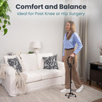 PELEGON® Quad Cane for Women & Men for Stability (300LB) - Adjustable Walking Cane with A Large 4 Pronged Base for Balance & Stability, Walking Canes for Seniors, Walking Cane, Walking Sticks (Black)