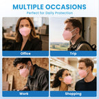 akgk KN95 Face Mask 50 PCS, Breathable Protection Masks, 5-Ply KN95 Pink Masks, Cup Dust Safety Masks