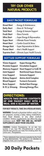 Super Start All-in-One Daily Vitamin Pack - Energy & Endurance - Vitamin B12, Panax Ginseng, Guarana, L-Arginine, L-Citrulline & BCAAs - 30 Day Supply