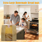 HiCivan 15.7x10.2x5.1in Extra Large Paper Bread Bags for Homemade Bread with Window&Sticker for Supersized Sourdough Bread, Oversized Bread Loaf, Baked Goods, Packaging for Gifting-Brown Kraft 50Pcs